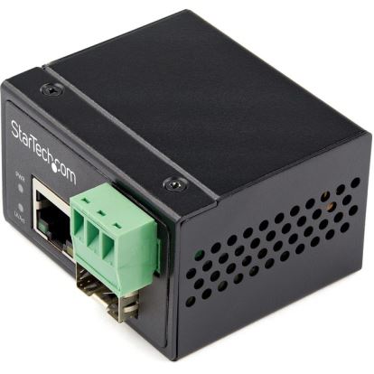 StarTech.com Industrial Fiber to Ethernet Media Converter - 100Mbps SFP to RJ45/CAT6 SM/MM - Fiber to Copper Network - IP-30 12V Input1