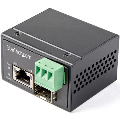 StarTech.com PoE+ Industrial Fiber to Ethernet Media Converter 30W - SFP to RJ45 - SM/MM Fiber to Gigabit Copper Mini Size IP-301