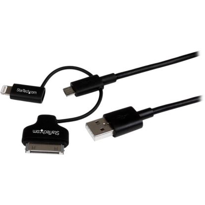StarTech.com 1m (3 ft) Black Apple 8-pin Lightning or 30-pin Dock Connector or Micro USB to USB Combo Cable for iPhone / iPod / iPad1