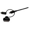 StarTech.com 1m (3 ft) Black Apple 8-pin Lightning or 30-pin Dock Connector or Micro USB to USB Combo Cable for iPhone / iPod / iPad2