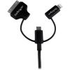 StarTech.com 1m (3 ft) Black Apple 8-pin Lightning or 30-pin Dock Connector or Micro USB to USB Combo Cable for iPhone / iPod / iPad3