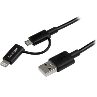 StarTech.com 1m (3 ft) Black Apple 8-pin Lightning Connector or Micro USB to USB Combo Cable for iPhone / iPod / iPad1