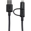 StarTech.com 1m (3 ft) Black Apple 8-pin Lightning Connector or Micro USB to USB Combo Cable for iPhone / iPod / iPad5