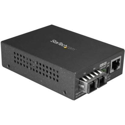 StarTech.com Single Mode SC Fiber Ethernet Media Converter - 1000BASE-LX Gigabit Fiber Optic to Copper Bridge - 10/100/1000 Network 10km1