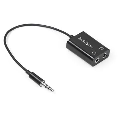 StarTech.com Black Slim Mini Jack Headphone Splitter Cable Adapter - 3.5mm Male to 2x 3.5mm Female1