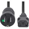 StarTech.com 3ft (1m) Hospital Grade Power Cord, 18AWG, NEMA 5-15P to C13, 10A 125V, Green Dot Medical Power Cable, Monitor Power Cable10