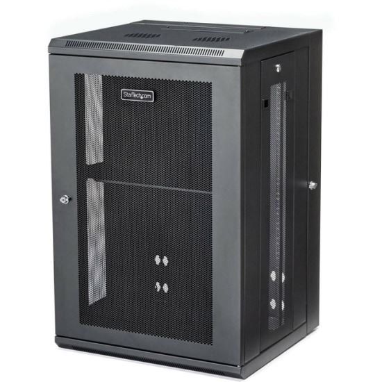 StarTech.com 18U 19" Wall Mount Network Cabinet - 16" Deep Hinged Locking Flexible IT Data Equipment Rack Vented Switch Enclosure w/Shelf1