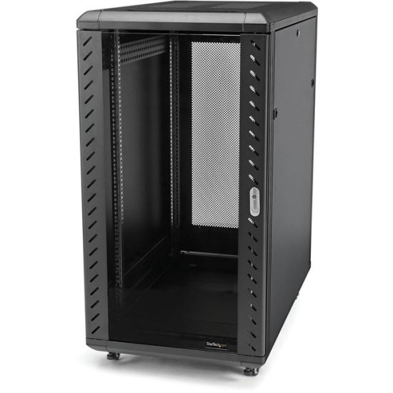 32U 19" Server Rack Cabinet, Adjustable Depth 6-32 inch, Flat Pack, Lockable 4-Post Network/Data Rack Enclosure with Casters1