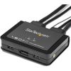 StarTech.com 2 Port DisplayPort KVM Switch - 4K 60Hz - UHD DP 1.2 USB KVM Switch w/ 4ft Cables & Audio - Bus Powered & Remote Switching2