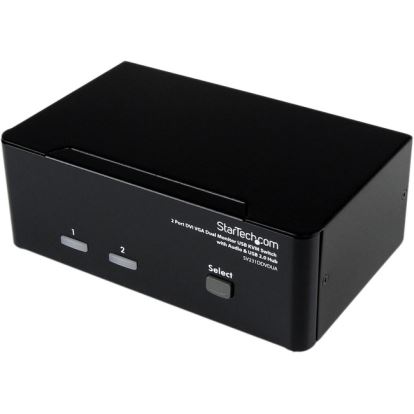 StarTech.com 2 Port DVI VGA Dual Monitor KVM Switch USB with Audio & USB 2.0 Hub1