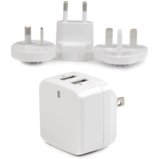 StarTech.com Travel USB Wall Charger - 2 Port - White - Universal Travel Adapter - International Power Adapter - USB Charger1