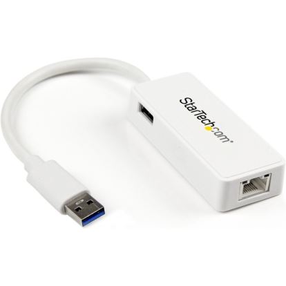 StarTech.com USB 3.0 to Gigabit Ethernet Adapter NIC w/ USB Port - White1