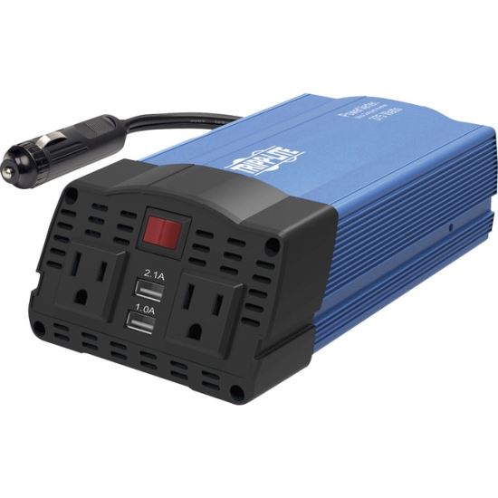 Tripp Lite 375W Car Power Inverter 2 Outlets 2-Port USB Charging AC to DC1