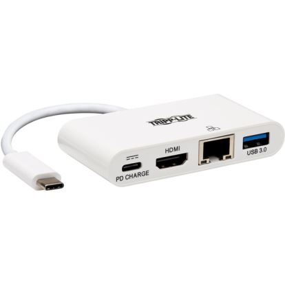 Tripp Lite USB-C Multiport Adapter - 4K HDMI, USB-A Port, GbE, 60W PD Charging, HDCP, White1
