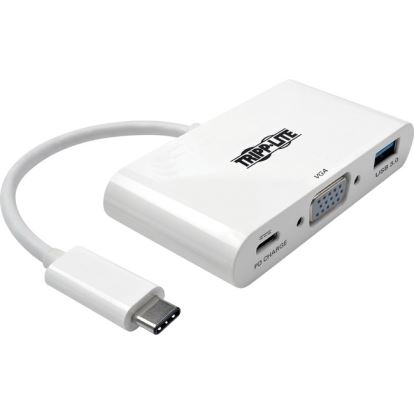 Tripp Lite USB-C to VGA Adapter with USB-A Port and PD Charging, White1