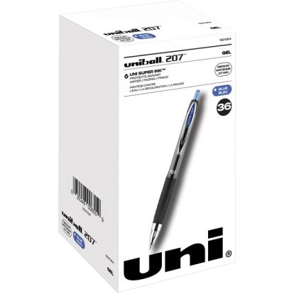 Signo 207 Gel Pen, Retractable, Medium 0.7 mm, Blue Ink, Black Barrel, 36/Box1