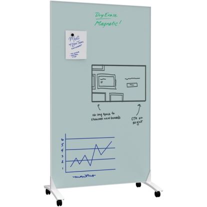 U Brands Double Sided Magnetic Glass Dry-Erase Mobile Floor Easel, 72" X 42"1