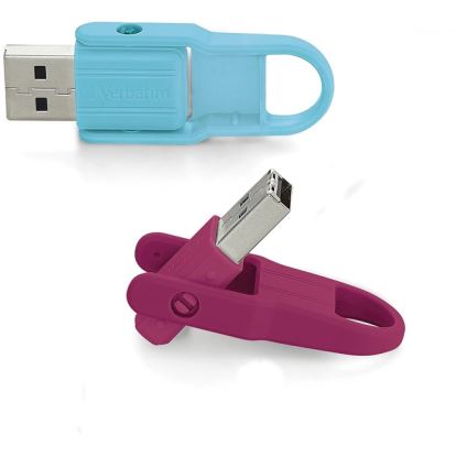 16GB Store 'n' Flip&reg; USB Flash Drive - 2pk- Berry, Blue1