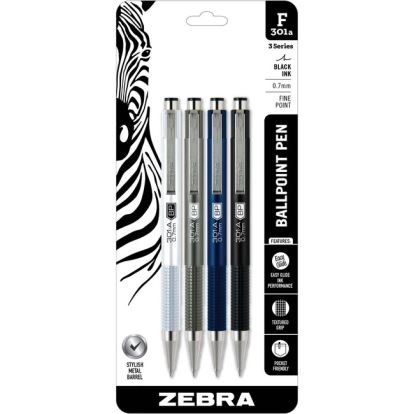 Zebra 301A Stainless Steel Retractable Ballpoint Pens1