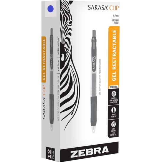 Sarasa Clip Gel Pen, Retractable, Medium 0.7 mm, Black Ink, Clear Barrel, Dozen1