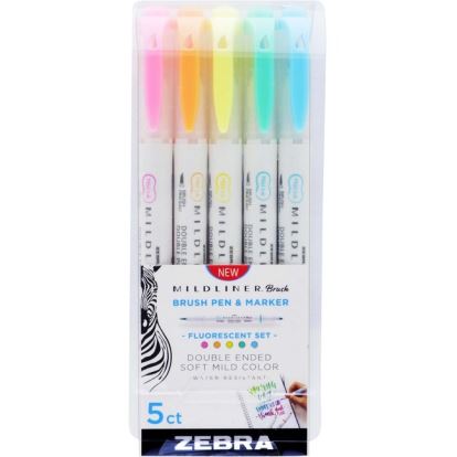 Zebra Pen Mildliner Brush Double-ended Creative Marker Fluorescent Pack1