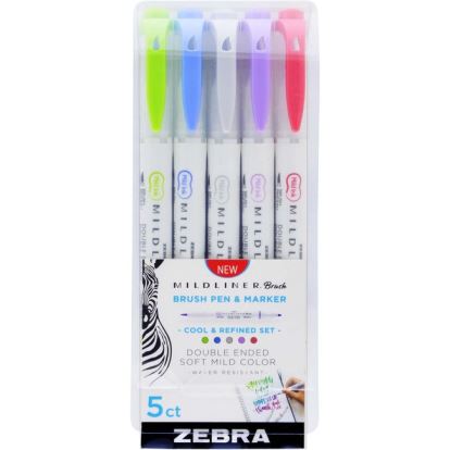 Zebra Pen Mildliner Brush Double-ended Creative Marker Cool and Refined Pack1