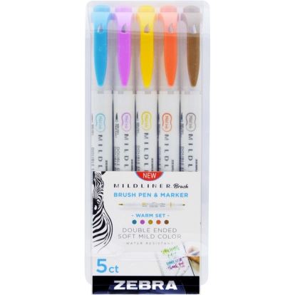 Zebra Pen Mildliner Brush Double-ended Creative Marker Warm Color Pack1