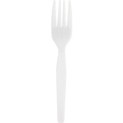 Mediumweight Polystyrene Cutlery, Fork, White, 100/Box1