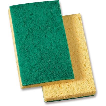 Scrubbing Sponge, Medium Duty, 3.6 x 6.1, 0.75" Thick, Yellow/Green, Individually Wrapped, 20/Carton1