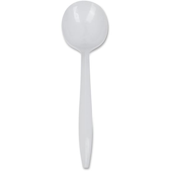 Mediumweight Polystyrene Cutlery, Soup Spoon, White, 1,000/Carton1