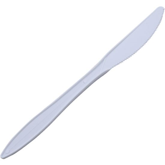 Mediumweight Wrapped Polypropylene Cutlery, Knives, White, 1,000/Carton1