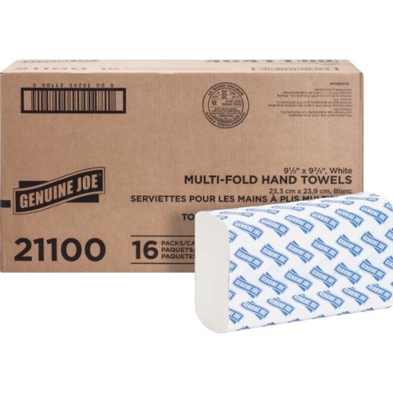 Multifold Paper Towels, 1-Ply, 9 x 9.45, White, 250 Towels/Pack, 16 Packs/Carton1