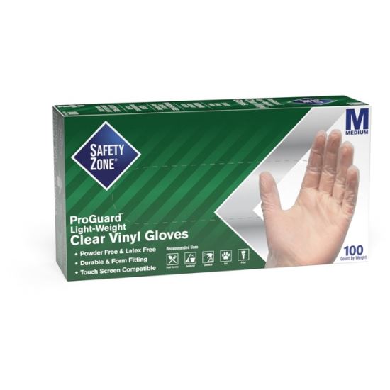 General Purpose Vinyl Gloves, Powder/Latex-Free, 2 3/5 mil, Medium, Clear, 100/Box, 10 Boxes/Carton1