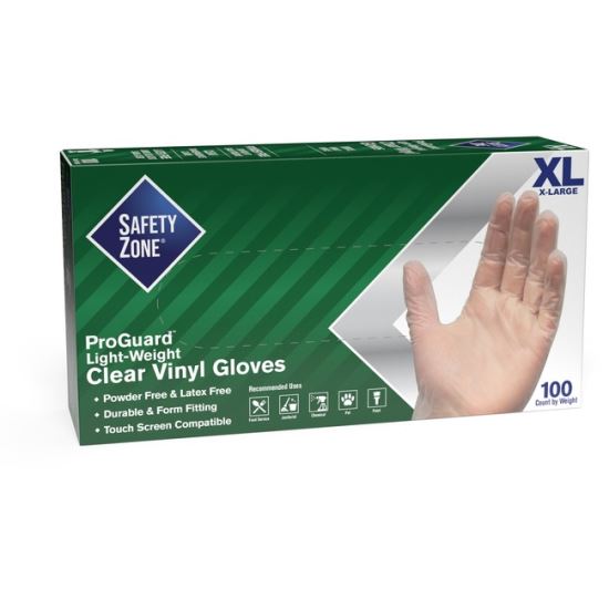 General Purpose Vinyl Gloves, Powder/Latex-Free, 2 3/5 mil, XLarge, Clear, 100/Box, 10 Boxes/Carton1