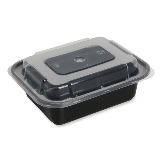 Food Container, 12 oz, 5.78 x 4.52 x 2.24, Black/Clear, Plastic, 150/Carton1