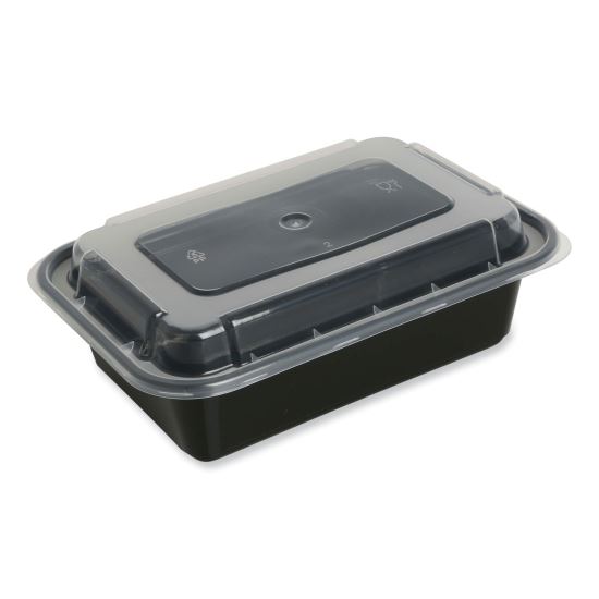 Food Container, 16 oz, 7.48 x 5.03 x 2.04, Black/Clear, Plastic, 150/Carton1