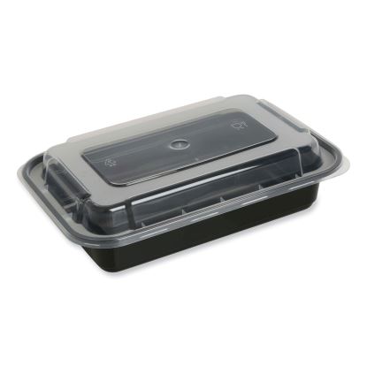 Food Container, 24 oz, 7.48 x 5.03 x 2.48, Black/Clear, Plastic, 150/Carton1