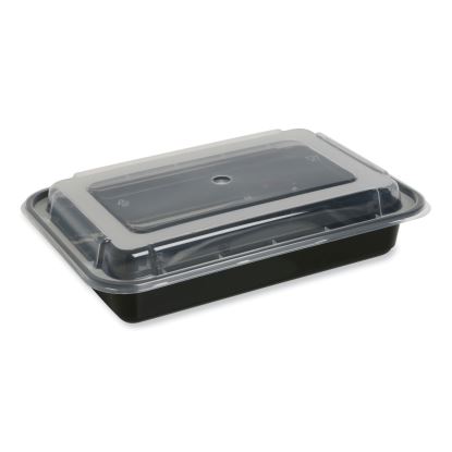 Food Container, 28 oz, 8.81 x 6.02 x 2.04, Black/Clear, Plastic, 150/Carton1