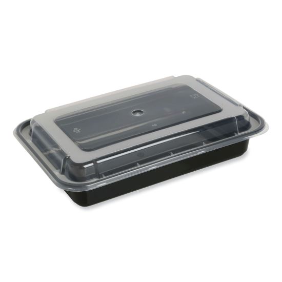 Food Container, 32 oz, 8.81 x 6.02 x 2.24, Black/Clear, Plastic, 150/Carton1