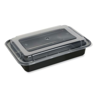 Food Container, 38 oz, 8.81 x 6.02 x 2.48, Black/Clear, Plastic, 150/Carton1