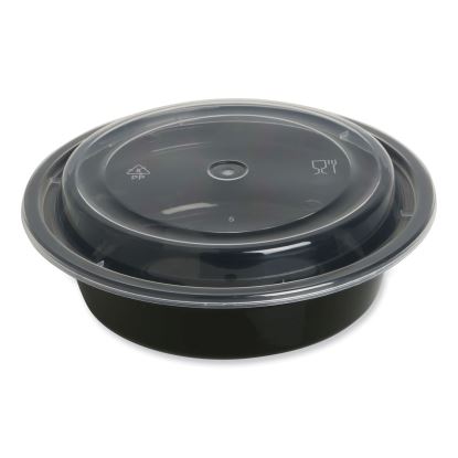 Food Container, 16 oz, 6.29 x 6.29 x 1.96, Black/Clear, Plastic, 150/Carton1