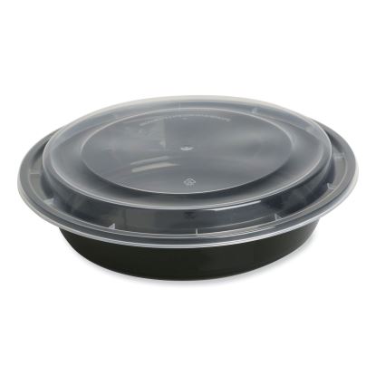 Food Container, 48 oz, 8.85 x 8.85 x 2.24, Black/Clear, Plastic, 150/Carton1