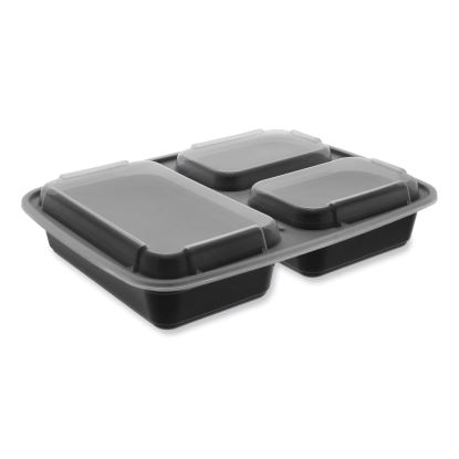 Newspring DELItainer Microwavable Container, 32 oz, 7.5 x 9.87 x 1.75, Black/Clear, Plastic, 150/Carton1