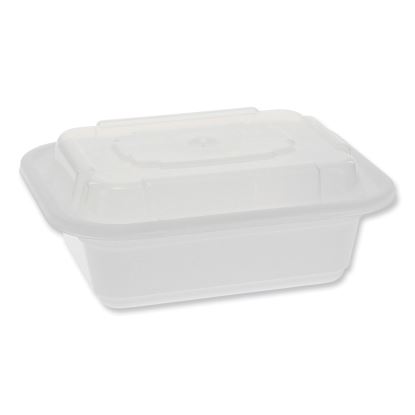 Newspring VERSAtainer Microwavable Containers, Rectangular, 12 oz, 4.5 x 5.5 x 2.12, White/Clear, Plastic, 150/Carton1