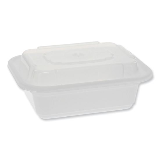 Newspring VERSAtainer Microwavable Containers, Rectangular, 12 oz, 4.5 x 5.5 x 2.12, White/Clear, Plastic, 150/Carton1