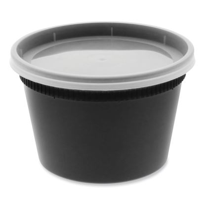 Newspring DELItainer Microwavable Container, 16 oz, 4.55 x 4.55 x 3.1, Black/Clear, Plastic, 240/Carton1