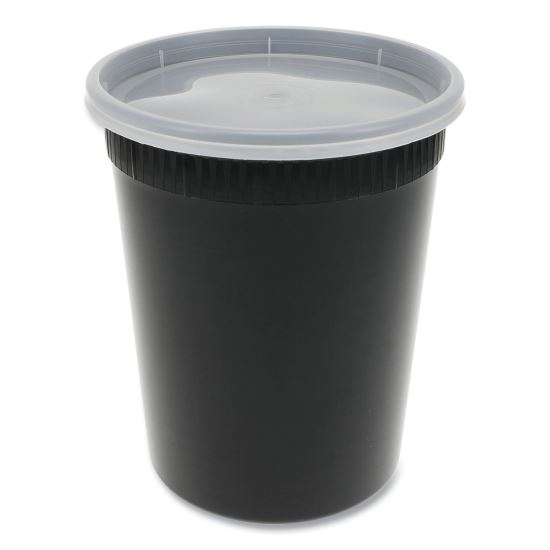 Newspring DELItainer Microwavable Container, 32 oz, 4.55 x 4.55 x 5.55, Black/Clear, Plastic, 240/Carton1