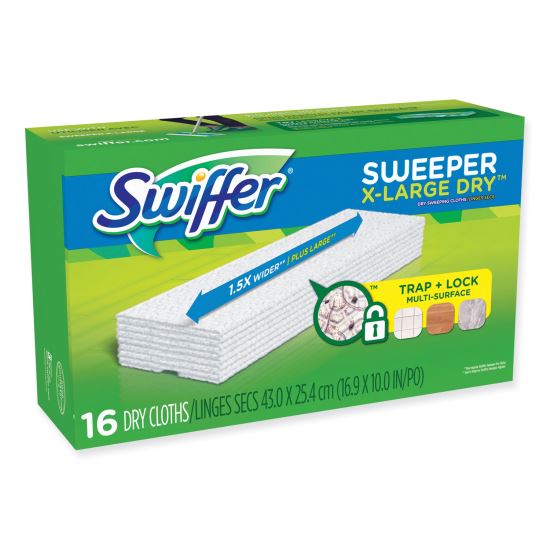 Sweeper XL Dry Refill Cloths, 16.9" x 9.8", White, 16/Box1