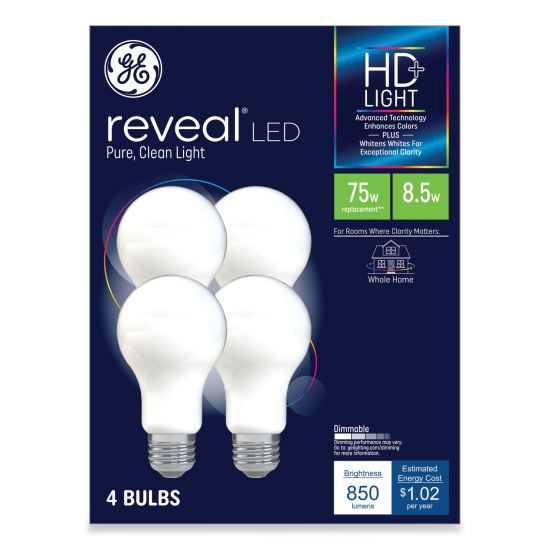 Reveal HD+ LED A19 Light Bulb, 8.5 W, 4/Pack1
