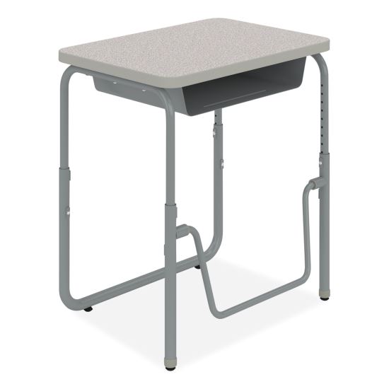 AlphaBetter 2.0 Height-Adjustable Student Desk with Pendulum Bar, 27.75" x 19.75" x 22" to 30", Pebble Gray1